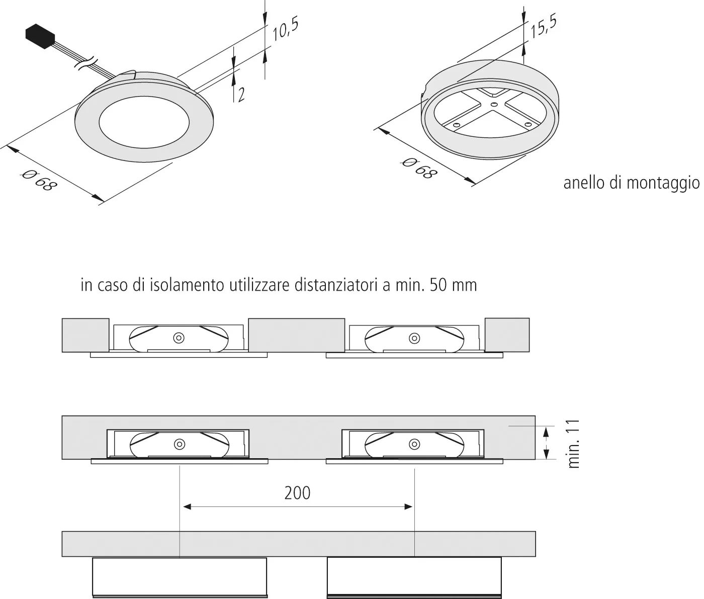 Anteprima: lampada LED da incasso con luce diffusa e colore della luce regolabile Dynamic FR 55