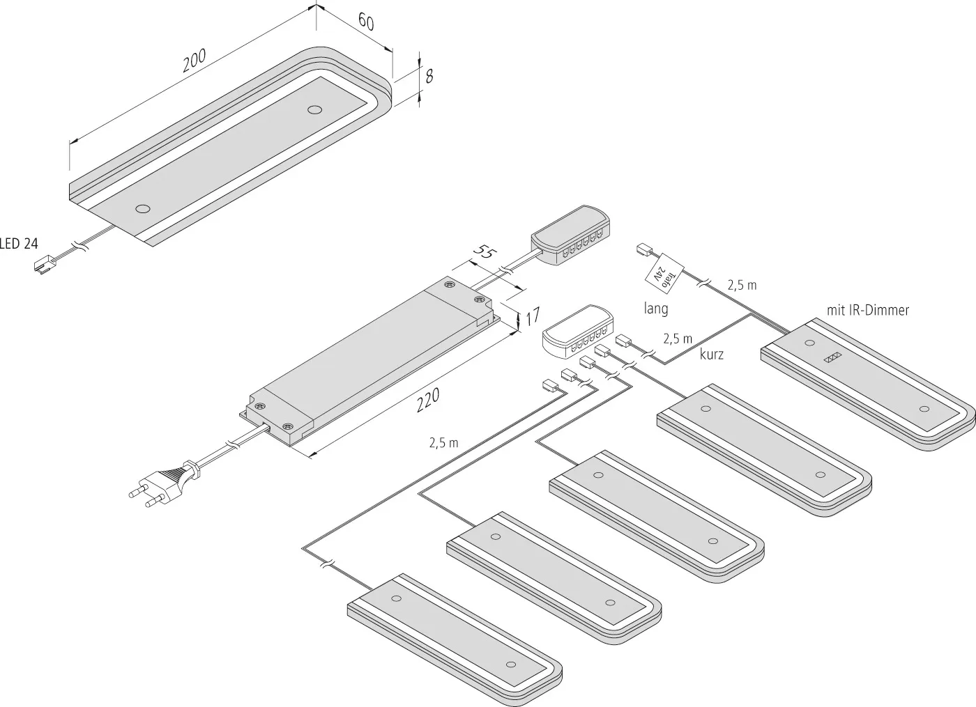 Vorschau: Design Küchen-Unterbauleuchte mit homogener Leuchtfläche U-Pad F