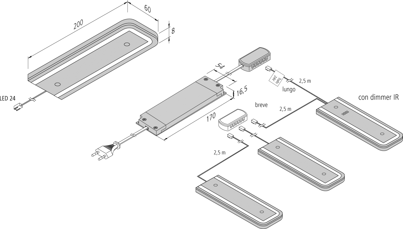 Anteprima: Design lampada sottopensile da cucina con omogenear superficie luminosa U-Pad F