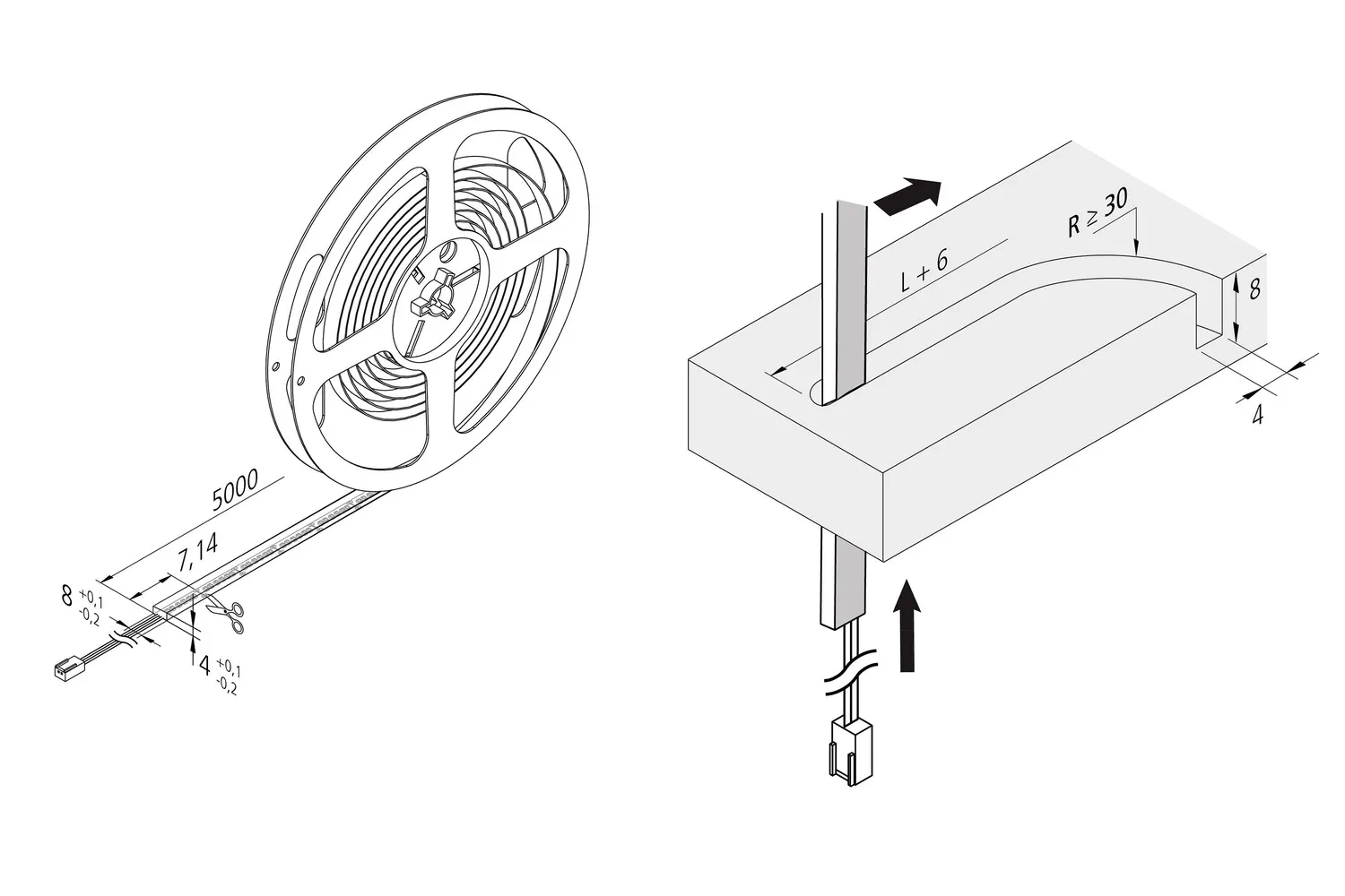 Anteprima: Striscia LED con luce superficiale omogenea per scanalatura fresata Tape FN-4MC