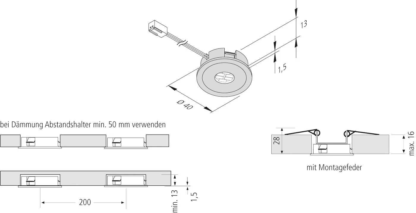 Vorschau: Flache LED-Einbauleuchte für die 35er/45er Bohrung AR 35F