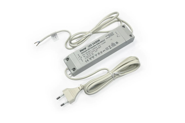 Trafo LED 24/  80W mit Verbindungsleitung 1m + Aderendhülsen