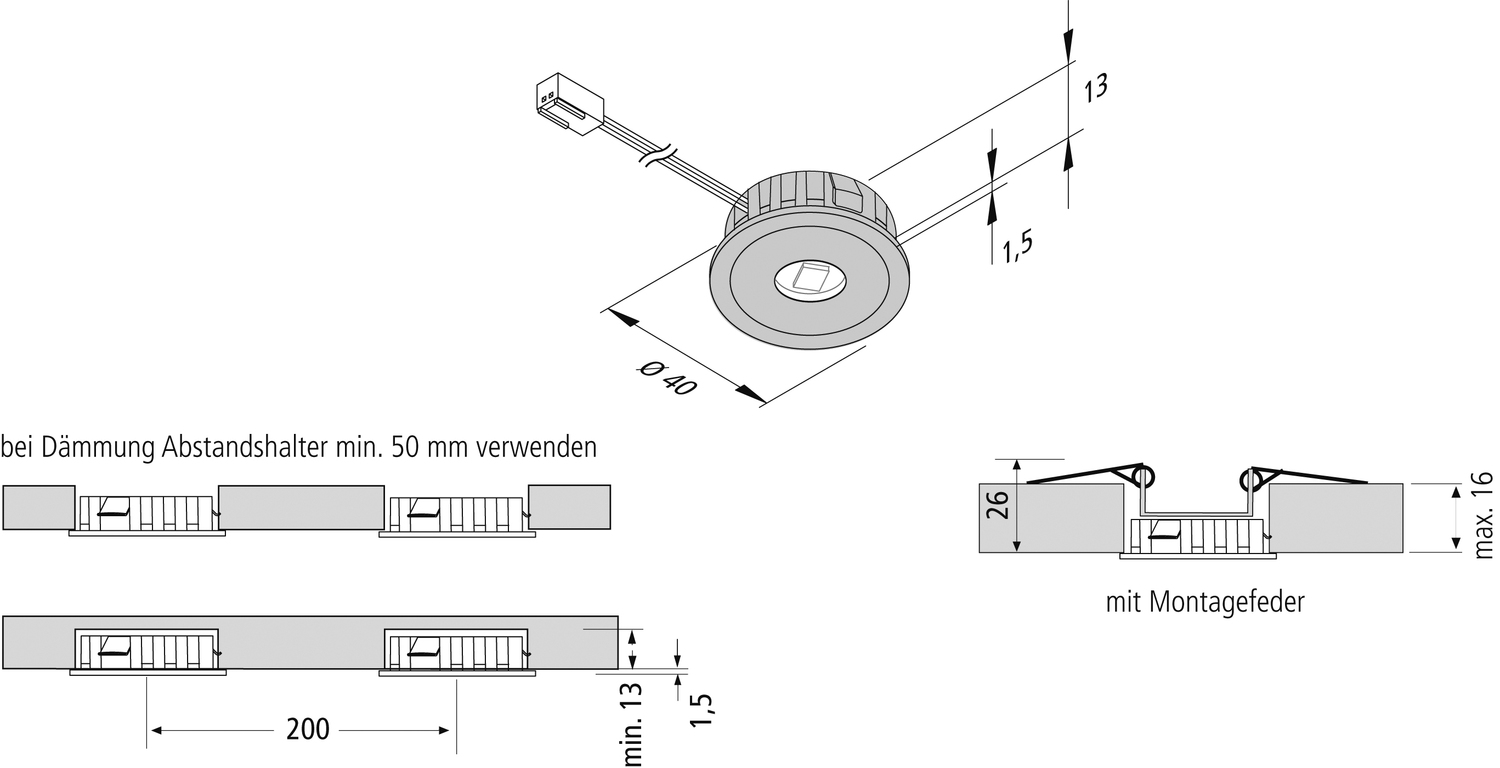 Vorschau: Flache LED-Einbauleuchte für die 35er/45er Bohrung AR 35