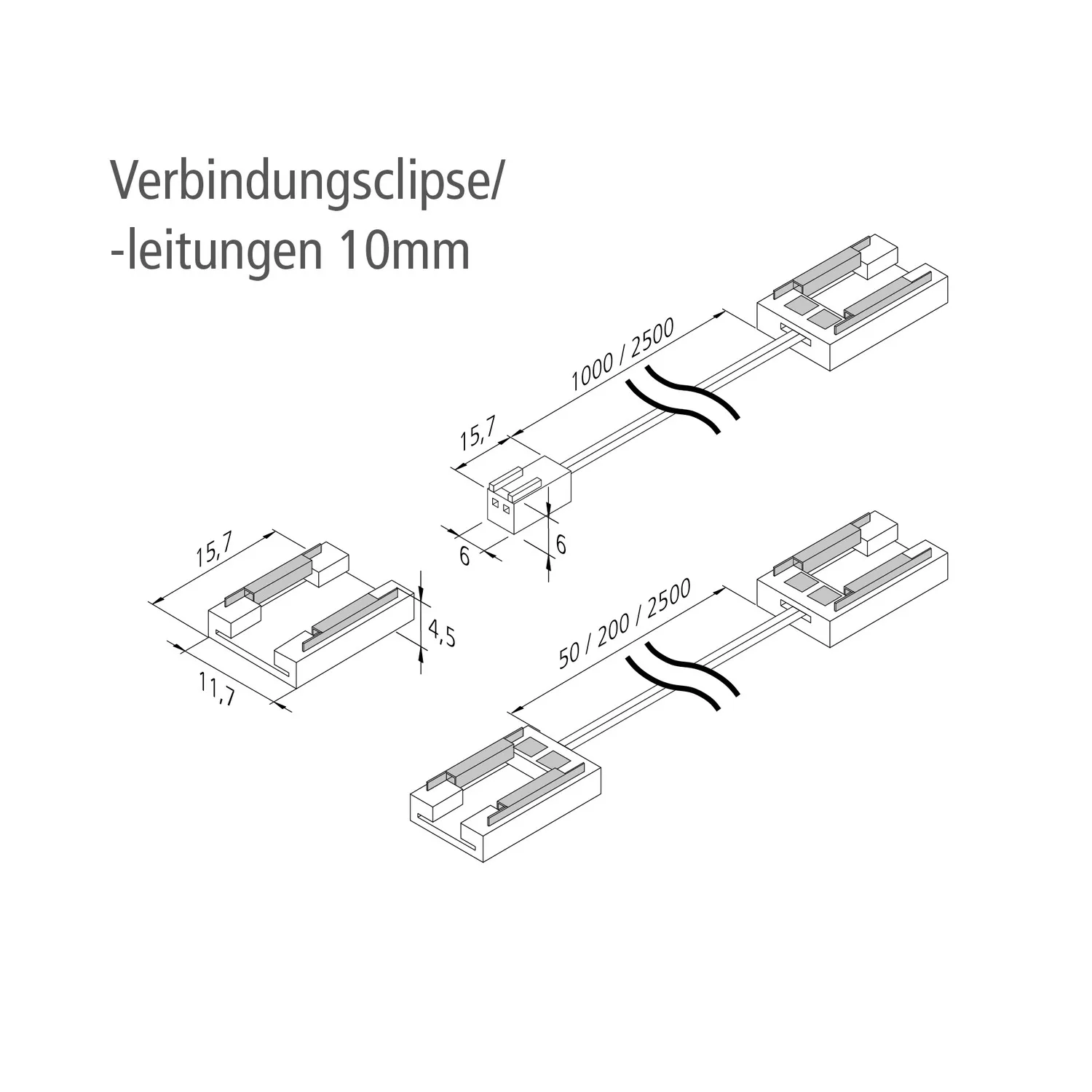Vista preliminar: cable de conexión LED Tape con LED 24-enchufe, para conectar el transformador con la tira LED LED Tape - Cable de alimentación