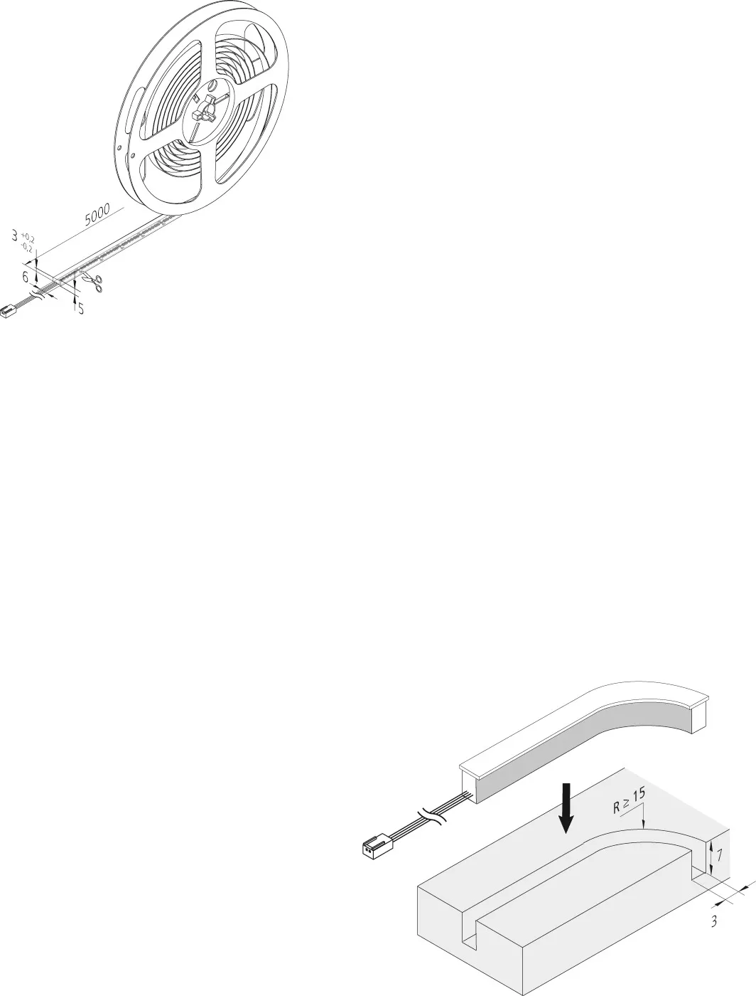 Vista preliminar: Tiras LED FreeCut con luz de superficie homogénea para la ranura de fresado Tape FN-3FC